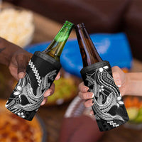 Black Aloha Hawaii 4 in 1 Can Cooler Tumbler Polynesian Shark Tattoo With Plumeria - Polynesian Pride