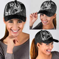 Black Aloha Hawaii Classic Cap Polynesian Shark Tattoo With Plumeria - Polynesian Pride
