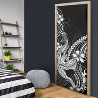 Black Aloha Hawaii Door Cover Polynesian Shark Tattoo With Plumeria - Polynesian Pride