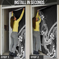 Black Aloha Hawaii Door Cover Polynesian Shark Tattoo With Plumeria - Polynesian Pride