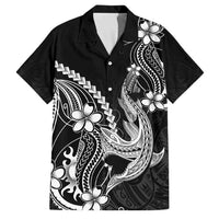Black Aloha Hawaii Family Matching Mermaid Dress and Hawaiian Shirt Polynesian Shark Tattoo With Plumeria - Polynesian Pride