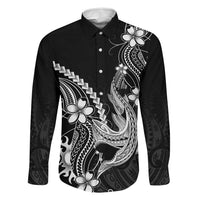 Black Aloha Hawaii Family Matching Mermaid Dress and Hawaiian Shirt Polynesian Shark Tattoo With Plumeria - Polynesian Pride