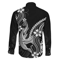 Black Aloha Hawaii Family Matching Mermaid Dress and Hawaiian Shirt Polynesian Shark Tattoo With Plumeria - Polynesian Pride