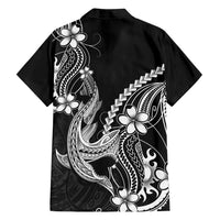 Black Aloha Hawaii Family Matching Off Shoulder Maxi Dress and Hawaiian Shirt Polynesian Shark Tattoo With Plumeria - Polynesian Pride