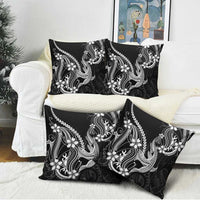 Black Aloha Hawaii Pillow Cover Polynesian Shark Tattoo With Plumeria - Polynesian Pride