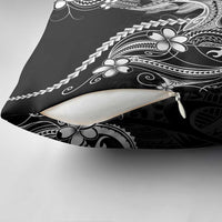 Black Aloha Hawaii Pillow Cover Polynesian Shark Tattoo With Plumeria - Polynesian Pride