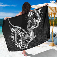 Black Aloha Hawaii Sarong Polynesian Shark Tattoo With Plumeria - Polynesian Pride