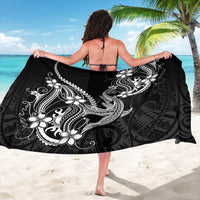 Black Aloha Hawaii Sarong Polynesian Shark Tattoo With Plumeria - Polynesian Pride