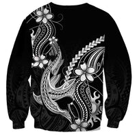 Black Aloha Hawaii Sweatshirt Polynesian Shark Tattoo With Plumeria - Polynesian Pride