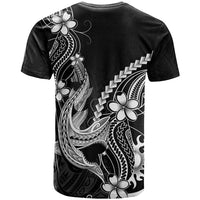 Black Aloha Hawaii T Shirt Polynesian Shark Tattoo With Plumeria - Polynesian Pride