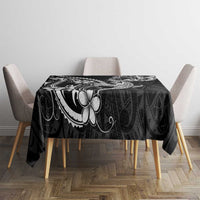Black Aloha Hawaii Tablecloth Polynesian Shark Tattoo With Plumeria - Polynesian Pride