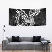 Black Aloha Hawaii Tapestry Polynesian Shark Tattoo With Plumeria - Polynesian Pride