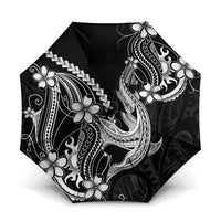 Black Aloha Hawaii Umbrella Polynesian Shark Tattoo With Plumeria - Polynesian Pride