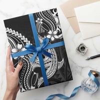 Black Aloha Hawaii Wrapping Paper Polynesian Shark Tattoo With Plumeria - Polynesian Pride