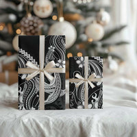 Black Aloha Hawaii Wrapping Paper Polynesian Shark Tattoo With Plumeria - Polynesian Pride