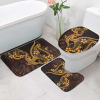 Gold Black Aloha Hawaii Bathroom Set Polynesian Shark Tattoo With Plumeria LT14 - Polynesian Pride