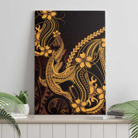 Gold Black Aloha Hawaii Canvas Wall Art Polynesian Shark Tattoo With Plumeria - Polynesian Pride