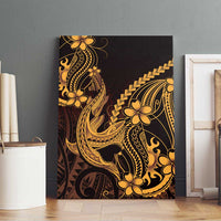 Gold Black Aloha Hawaii Canvas Wall Art Polynesian Shark Tattoo With Plumeria - Polynesian Pride