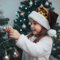 Gold Black Aloha Hawaii Christmas Santa Hat Polynesian Shark Tattoo With Plumeria - Polynesian Pride