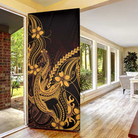 Gold Black Aloha Hawaii Door Cover Polynesian Shark Tattoo With Plumeria - Polynesian Pride