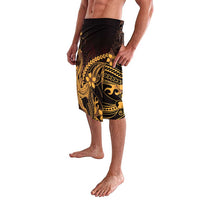 Gold Black Aloha Hawaii Lavalava Polynesian Shark Tattoo With Plumeria - Polynesian Pride