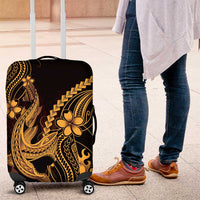 Gold Black Aloha Hawaii Luggage Cover Polynesian Shark Tattoo With Plumeria - Polynesian Pride