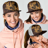 Gold Black Aloha Hawaii Mesh Trucker Cap Polynesian Shark Tattoo With Plumeria LT14 - Polynesian Pride