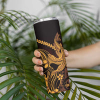 Gold Black Aloha Hawaii Skinny Tumbler Polynesian Shark Tattoo With Plumeria - Polynesian Pride