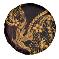 Gold Black Aloha Hawaii Spare Tire Cover Polynesian Shark Tattoo With Plumeria - Polynesian Pride