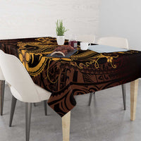Gold Black Aloha Hawaii Tablecloth Polynesian Shark Tattoo With Plumeria - Polynesian Pride
