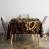 Gold Black Aloha Hawaii Tablecloth Polynesian Shark Tattoo With Plumeria - Polynesian Pride