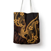 Gold Black Aloha Hawaii Tote Bag Polynesian Shark Tattoo With Plumeria - Polynesian Pride