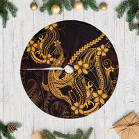 Gold Black Aloha Hawaii Tree Skirt Polynesian Shark Tattoo With Plumeria - Polynesian Pride