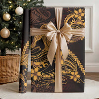 Gold Black Aloha Hawaii Wrapping Paper Polynesian Shark Tattoo With Plumeria - Polynesian Pride