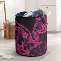 Pink Black Aloha Hawaii Laundry Basket Polynesian Shark Tattoo With Plumeria - Polynesian Pride