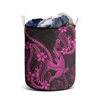 Pink Black Aloha Hawaii Laundry Basket Polynesian Shark Tattoo With Plumeria - Polynesian Pride