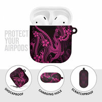 Pink Black Aloha Hawaii AirPods Case Polynesian Shark Tattoo With Plumeria - Polynesian Pride