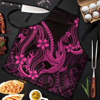 Pink Black Aloha Hawaii Apron Polynesian Shark Tattoo With Plumeria - Polynesian Pride