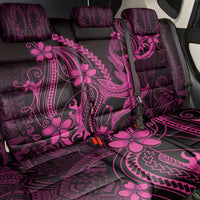 Pink Black Aloha Hawaii Back Car Seat Cover Polynesian Shark Tattoo With Plumeria - Polynesian Pride