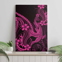 Pink Black Aloha Hawaii Canvas Wall Art Polynesian Shark Tattoo With Plumeria - Polynesian Pride