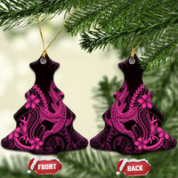 Pink Black Aloha Hawaii Ceramic Ornament Polynesian Shark Tattoo With Plumeria - Polynesian Pride