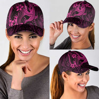 Pink Black Aloha Hawaii Classic Cap Polynesian Shark Tattoo With Plumeria - Polynesian Pride