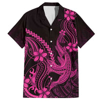 Pink Black Aloha Hawaii Family Matching Mermaid Dress and Hawaiian Shirt Polynesian Shark Tattoo With Plumeria - Polynesian Pride
