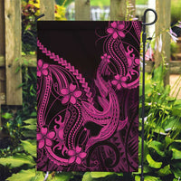 Pink Black Aloha Hawaii Garden Flag Polynesian Shark Tattoo With Plumeria - Polynesian Pride