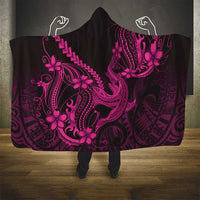 Pink Black Aloha Hawaii Hooded Blanket Polynesian Shark Tattoo With Plumeria - Polynesian Pride