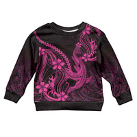 Pink Black Aloha Hawaii Kid Ugly Christmas Sweater Polynesian Shark Tattoo With Plumeria - Polynesian Pride
