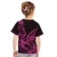 Pink Black Aloha Hawaii Kid T Shirt Polynesian Shark Tattoo With Plumeria LT14 - Polynesian Pride