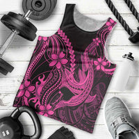 Pink Black Aloha Hawaii Men Tank Top Polynesian Shark Tattoo With Plumeria - Polynesian Pride