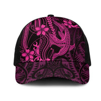 Pink Black Aloha Hawaii Mesh Trucker Cap Polynesian Shark Tattoo With Plumeria - Polynesian Pride