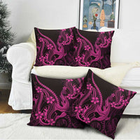 Pink Black Aloha Hawaii Pillow Cover Polynesian Shark Tattoo With Plumeria - Polynesian Pride